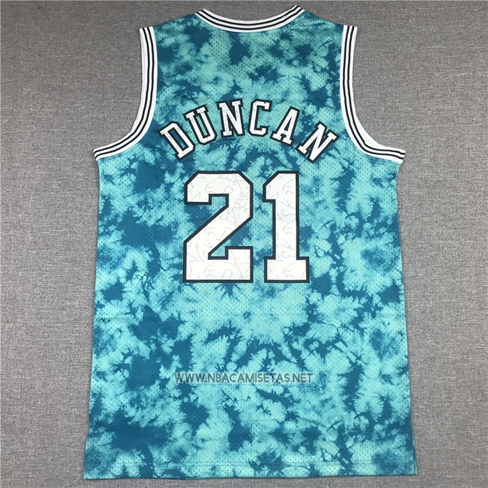 Camiseta San Antonio Spurs Tim Duncan NO 21 Galaxy Verde